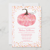 Invitation Baby shower de fille de Citrouille d'aquarelle Con (Devant)