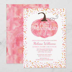 Invitation Baby shower de fille de Citrouille d'aquarelle Con