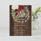 Invitation Baby shower de fille de couronnes lumineuses rusti (Debout devant)