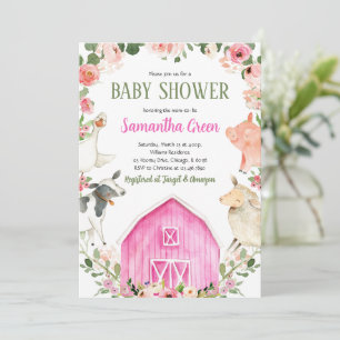 Invitation Baby shower de fille de ferme