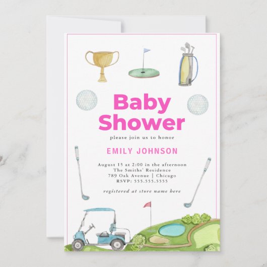 Invitation Baby shower de fille de golf (Devant)
