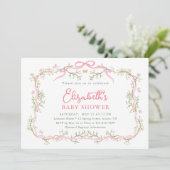 Invitation Baby shower de fille de jardin rose et vert de pri (Debout devant)