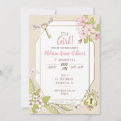 Invitation Baby shower de fille de jardin secret (Devant)