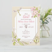 Invitation Baby shower de fille de jardin secret (Debout devant)