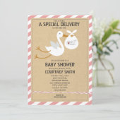 Invitation Baby shower de fille de la boîte de livraison spéc (Debout devant)