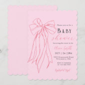 Invitation Baby shower de fille de la coquette rose à la main (Devant / Derrière)