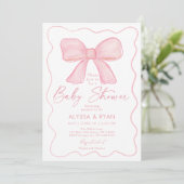 Invitation Baby shower de fille de la cou rose (Debout devant)