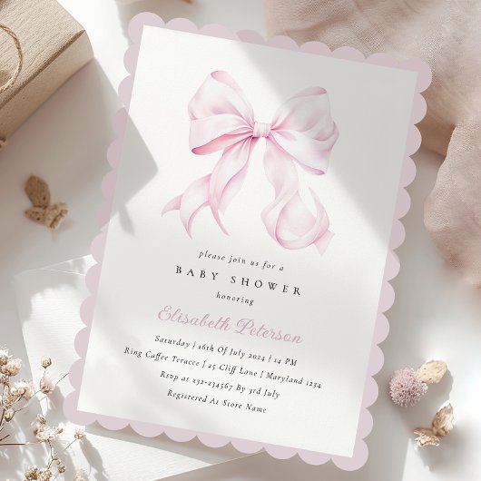 Invitation Baby shower de fille de la croupe rose