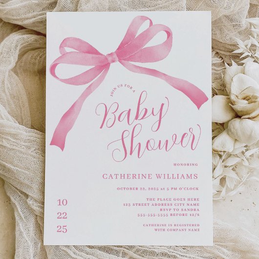 Invitation Baby shower de fille de la croupe rose