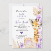 Invitation Baby shower de fille de la Giraffe Florale de Boho (Devant)