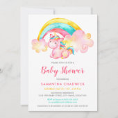 Invitation Baby shower de fille de la licorne magique (Devant)