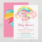 Invitation Baby shower de fille de la licorne magique (Devant / Derrière)