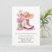 Invitation Baby shower de fille de l'aquarelle Fleur sauvage  (Debout devant)