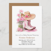 Invitation Baby shower de fille de l'aquarelle Fleur sauvage  (Devant / Derrière)