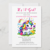 Invitation Baby shower de fille de licorne magique enchantée (Devant)
