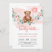 Invitation Baby shower de fille de l'oreille en peluche Eucal (Devant / Derrière)