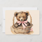 Invitation Baby shower de fille de l'ours de bébé (Dos)