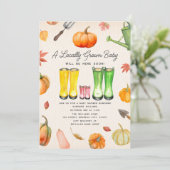 Invitation Baby shower de fille de patch Citrouille d'automne (Debout devant)