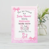 Invitation Baby shower de fille de Pink Bows (Debout devant)