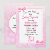 Invitation Baby shower de fille de Pink Bows (Devant / Derrière)