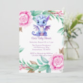 Invitation Baby shower de fille de pivoine de dragon violet e (Debout devant)