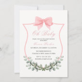 Invitation Baby shower de fille de poitrine rose simple Eucal (Devant)