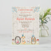 Invitation Baby shower de fille de région boisée d'amis (Debout devant)