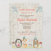 Invitation Baby shower de fille de région boisée d'amis (Devant / Derrière)