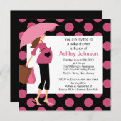 Invitation Baby shower de fille de rose de maman de mod (Devant / Derrière)
