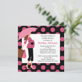 Invitation Baby shower de fille de rose de maman de mod (Debout devant)