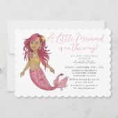 Invitation Baby shower de fille de sirène rose moderne (Devant)