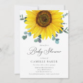 Invitation Baby shower de fille de tournesol (Devant)