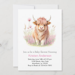 Invitation Baby shower de fille de vache de Highland