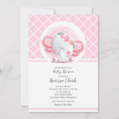 Invitation Baby shower de fille d'éléphant rose (Devant)