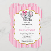 Invitation Baby shower de fille d'éléphant rose gris (Devant / Derrière)