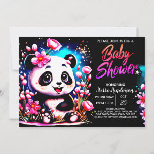 Invitation Baby shower de fille d'enchantement de panda lunai