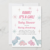 Invitation Baby shower de fille Dinosaur (Devant)
