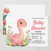 Invitation Baby shower de fille Dinosaure Pink Enchanted (Devant / Derrière)