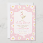 Invitation Baby shower de fille d'oie soie rose (Devant)