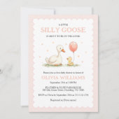 Invitation Baby shower de fille d'oie soie rose mignonne (Devant)