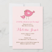 Invitation Baby shower de fille d'oiseau rose (Devant)