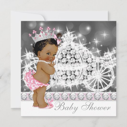 Invitation Baby shower de fille d'origine afro-américaine (Devant)