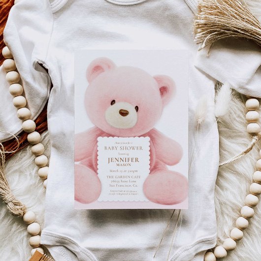 Invitation Baby shower de fille d'ours