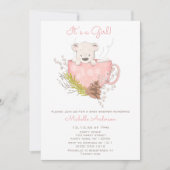 Invitation Baby shower de fille d'ours d'hiver rose (Devant)
