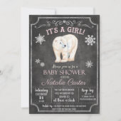 Invitation Baby shower de fille d'ours polaire (Devant)