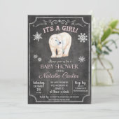 Invitation Baby shower de fille d'ours polaire (Debout devant)