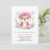 Invitation Baby shower de fille Dreamscape Rose Floral Otter (Debout devant)