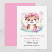 Invitation Baby shower de fille Dreamscape Rose Floral Otter (Devant / Derrière)