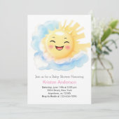 Invitation Baby shower de fille du bonheur baisé au soleil (Debout devant)