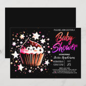 Invitation Baby shower de fille éditable de Muffin moderne (Devant / Derrière)